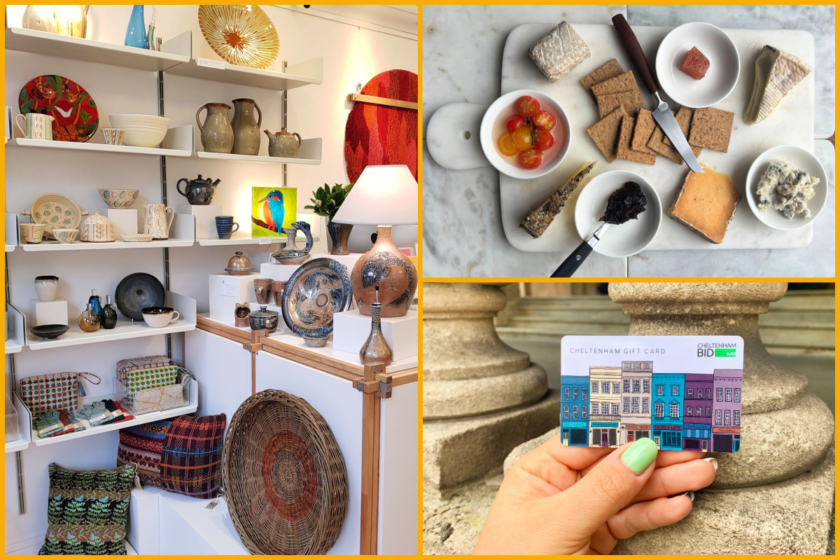 Gloucester Guild of Craftsmen, a platter of cheese, the Cheltenham Gift Card
